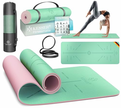 Gymnastikmatte Kesser mit Tragegurt rutschfest aus TPE für Yoga und Fitness