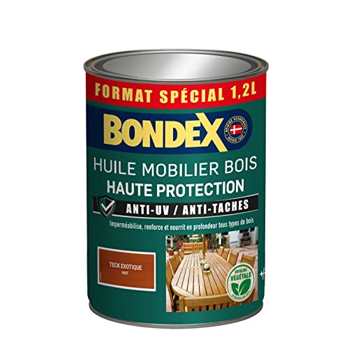 Bondex - Huile Mobilier Bois - Haute Protection - Imperméabilisante et Nourrissante - Teck - 1,2 litre, 441377