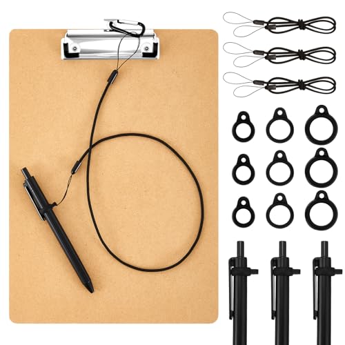 Porte-bloc A4 en bois avec porte-stylo Lewtemi et cordon de 61 cm pour organiser le bureau