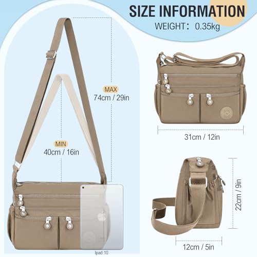 Image of Nylon Crossbody Bags for Women Waterproof Lightweight Large Travel Purses Multi-Pocket Pocketbooks Shoulder Bag