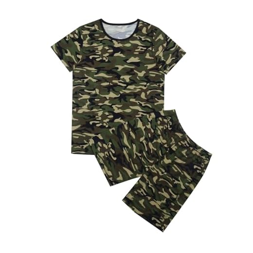 Ensemble Camouflage Enfant Garcon Fille 1-14 ans Ete Tailleur 2 Pieces Tee Shirt Manche Courte Et Short Ado Fille Garcon Chic Ample Confortable Fashion Casual Vacances Sport (9-10 ans, Camouflage)