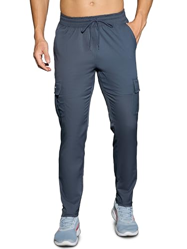 Image of TECHNOSPORT Men's Regular Fit Mid Rise Polyester Solid Cargos for Activewear, Regular Use and Quick Dry