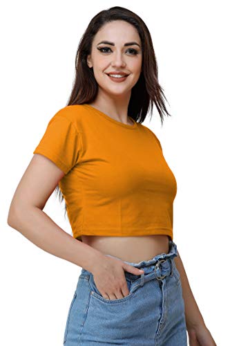 Image of Lime Women's Basic Short Sleeve Round Neck Crop Top