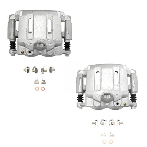 Image of TRQ Front Driver and Passenger Side Brake Caliper Set Caliper Brackets Hardware Compatible with 05-12 Ford F-250 Super Duty, 05-12 Ford F-350 Super Duty with Single Rear Wheels SRW