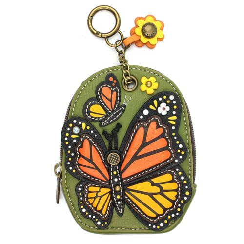 CHALA Mini Coin Purse Keychain - RFID Protected Card Holder and Coin Purse Accessory - Monarch Butterfly