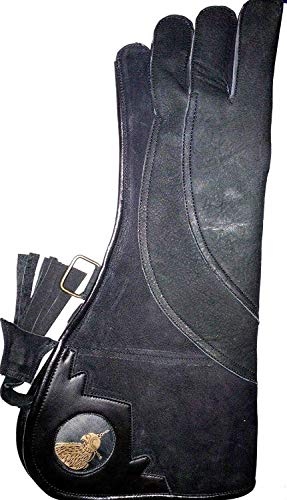 Guante de cetrería de cuero nubuck negro de 4 capas para águila
