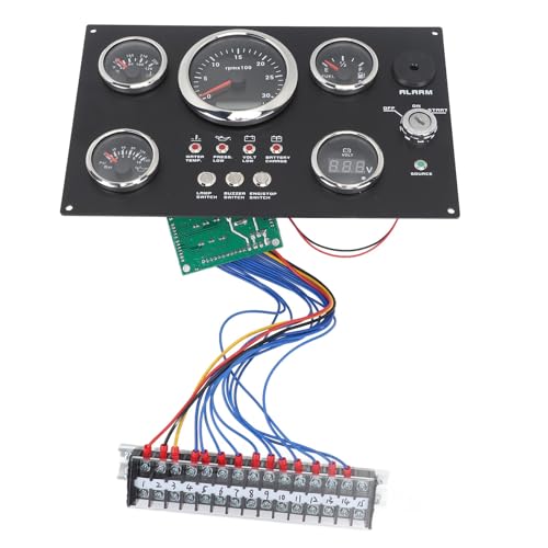 aqxreight 85 Mm Instrumententafel-Messgerät-Set, 24 V, 0 Bis 3000 U/min, Wassertemperatur, Ölstand, Öldruckschlüssel, Boot, Yacht (7-Farben-LED)