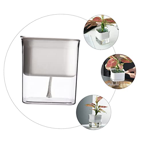 Yardwe 1Pc Absorbent Flower Pot Planters For Indoor Plants Glass Square Vase Glass Terrariums For Plants Hydroponic Planter Succulent Terrarium Self Watering Pots Succulent Planter Cactus #TOP3
