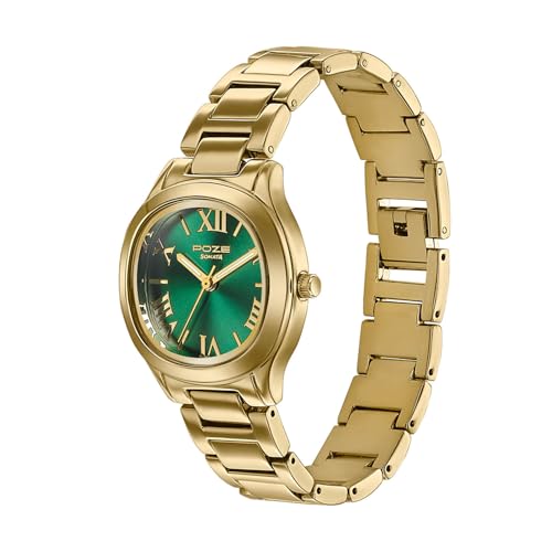 Image of Sonata Poze 8 Quartz Analog with Green Dial IPG Alloy Strap Watch for Women - SP80162YM01W