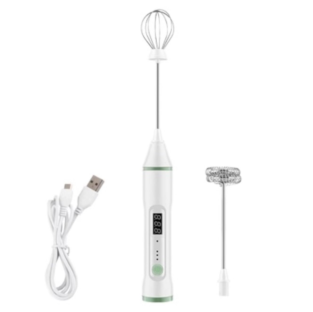 Frullino Montalatte Creatore di Schiuma Portatile per Montalatte Ricaricabile con Frusta in Acciaio Inossidabile per caffè Monta Latte(White)