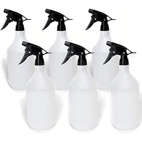 ASC 6pcs 1L Spray Bottles with Adjustable Nozzle Cover