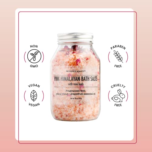 Pink Himalayan Bath Salt with Rose Petals -100% Natural Aromatherapy and Relaxation - Ylang Ylang Grapefruit Essential Oil Bath Salts for Women Relaxing-Cruelty-Free Cleanse Revitalize & Soothes Skin - Image 6
