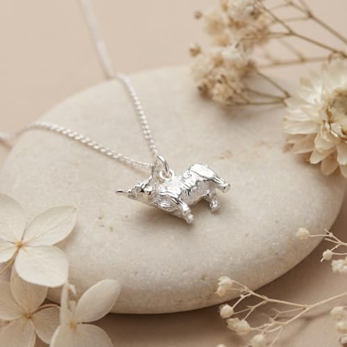 Collier vache écossaise argent anti-allergie avec sa chaîne - 2