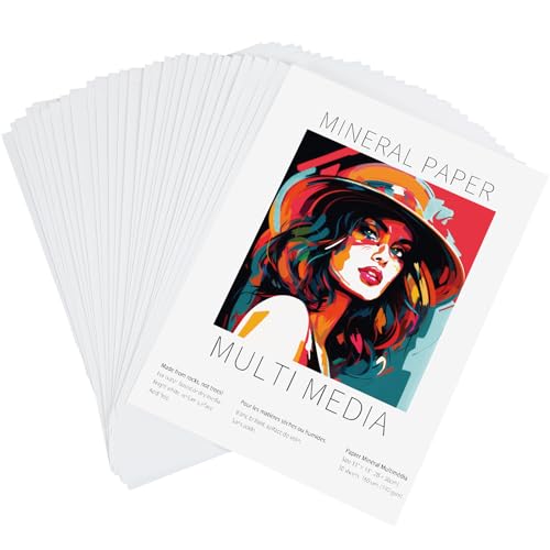 MotiMind 30 hojas de papel mineral de 6 x 8 pulgadas (192 g/m²), papel de piedra sin encuadernar, cuaderno de bocetos, papel de tinta de alcohol blanco, papel de acuarela para tinta de alcohol,