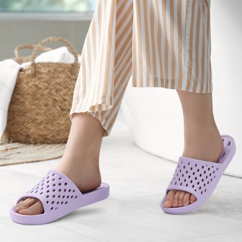Image of Litfun Shower Shoes for Women Non-Slip Quick Dry Shower Slippers Lightweight Pool Sandals with Drain Holes for College Dorm, Beach, Bathroom & Gym