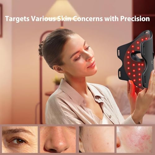 Image of Red Light Therapy for Face, LED Face Mask Light Therapy, 4 Light Modes with NIR, Red & Blue LED Light Therapy USB-C, Remote Control Portable LED Mask for Home & Travel (Black)