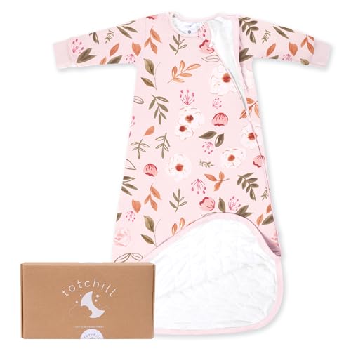 TOTCHILL Baby Sleep Sack Long Sleeve 1.0 TOG 618 Months Wearable Blanket Infant Sleeping Bag Soft & Breathable 2-Way Zipper Pink Floral