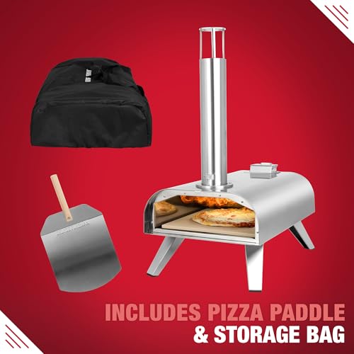 George Foreman Outdoor 12 Inch Wood Pellet Portable Wood Fired Pizza Oven Stainless Steel with Paddle and Carry Bag, BBQ Oven & Smoker, Foldable Legs GFWPPO1SSPC - Image 8