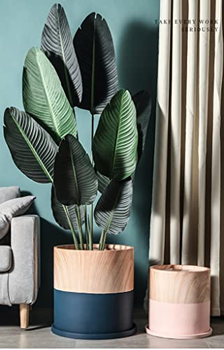 Nordic Decor Wooden Style Ceramic Flower Pots (Dark Blue) 5.5 Inch: Indoor-Outdoor, All-Weather Planters, Elegant Wood-Look & Durable Design, Ideal For Small Plants & Flowers #TOP3