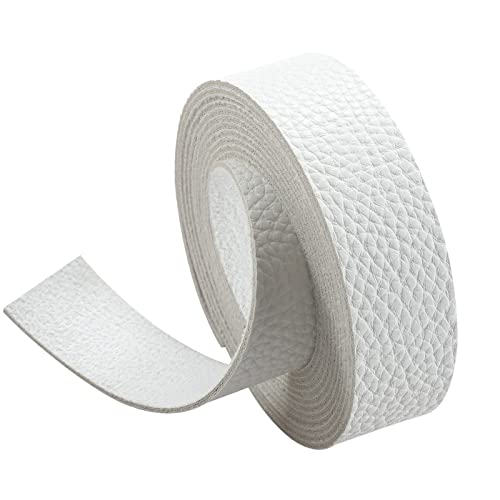 Picheng Lychee Pattern Leather Strap 1 Inch Wide 100 Inches Long, Leather Belt Strips Very Suitable For Pet Collars, Traction Ropes,Belts, Keychains Diy Craft Projects (White) #TOP22
