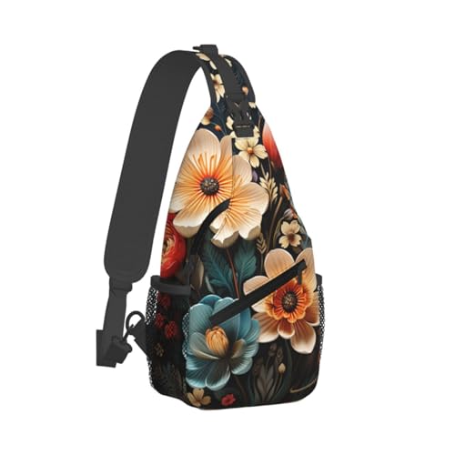 Bolso tipo sling pequeño con patrón floral para senderismo miniatura 1
