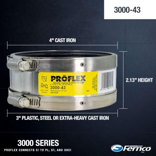 Image of Fernco Shielded Coupling,For Pipe Size 4 inch x 3 inch 3000-43 - 1 Each