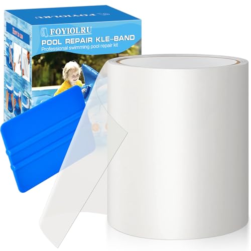 FOYIOLRU Kit Riparazione Piscina, 10x150cm Toppe Per Piscina Fuori Terra, Nastro Ripara Piscina Liner Pezze, PVC Riparazione Piscina Gonfiabile per Gonfiabile Materassino, Tende da Sole