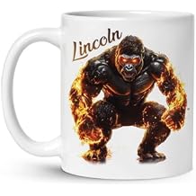 White Cup With Gorilla Detail, Personalized Name Animal Coffee Mug, Gift For Men Women, Customized Wild Animal Ceramic Cup 11oz Or 15oz, Custom Novelty Wildlife Keepsake Mug