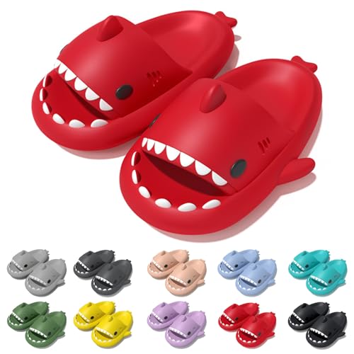 Jfxgjuv Shark Slides Kids, Boys Girls Cloud Shark Slides, Non-Slip Open Toe Thick Sole Beach Pool Shower Shoes Bathroom Slippers