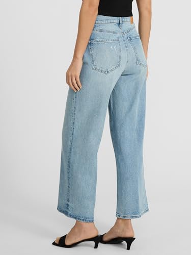 EXPRESS Women’s Wide-Leg Ankle Jeans – High Waisted Stretch Denim – Light Wash3