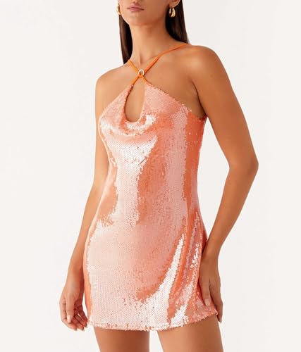 Juakoso Women Y2K Sequin Mini Dress Bodycon Going Out Shiny Glitter Cami Dress Sexy Sparkly Cutout Short Sundress Clubwear2