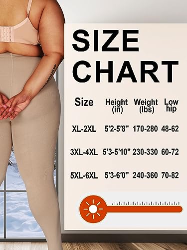 Image of HONENNA Queen Plus Size Fleece Lined Tights, 11+ Colors Thermal Warm Winter Tights for Women, Medias Termicas Mujer Invierno