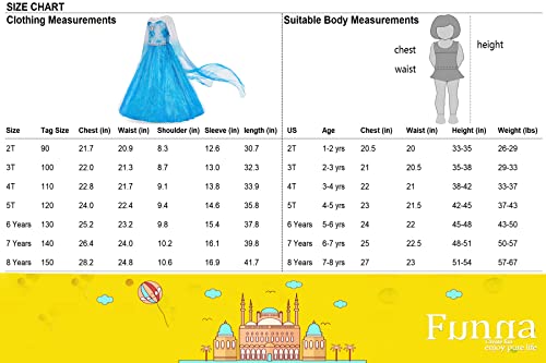 Funna Costume For Girls Princess Dress Up Costume Cosplay Fancy Party With Accessories Blue, 3T #TOP5