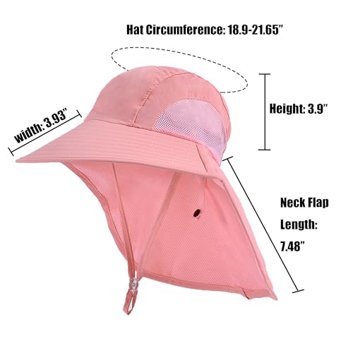 3 Pieces Kids Sun Hats with Neck Flap UV Protection Fishing Hat Unisex Children Wide Brim Beach Hat for Age 2-144