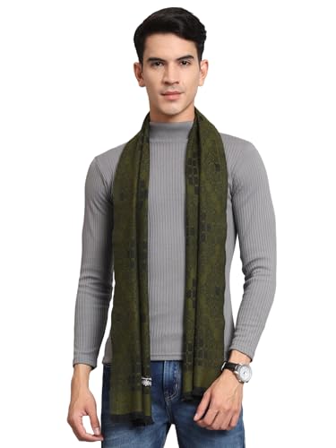 Image of Ravaiyaa - Attitude is everything Men's Geometric Pattern Casual Muffler Winter Wool Long Scarf 72 inchx14 inch Inch (Green)
