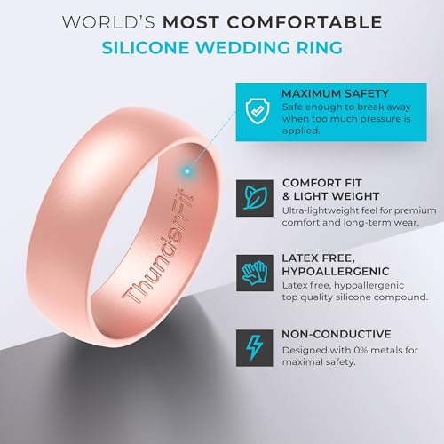 ThunderFit Unisex Silicone Wedding Rings, Rubber Engagement Bands, Variety Multipack 1,4,7 ThunderFit Unisex Silicone Wedding Rings, Rubber Engagement Bands, Variety Multipack 1,4,7 - Image 2