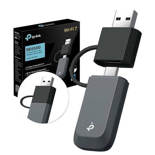 TP-Link Archer TBE400U Wi-Fi 7 WLAN Stick für PC USB-C/A WLAN Adapter BE6500 Tri-Band MU-MIMO WPA3 USB 3.0 nur Kompatibel mit Windows 10/11
