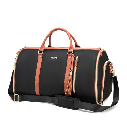 Kinmac 3 in 1 Foldable Garment Bag for Travel, Large Capacity Travel Duffel Bag with Shoe Pouch for Suit and Dress (Black)