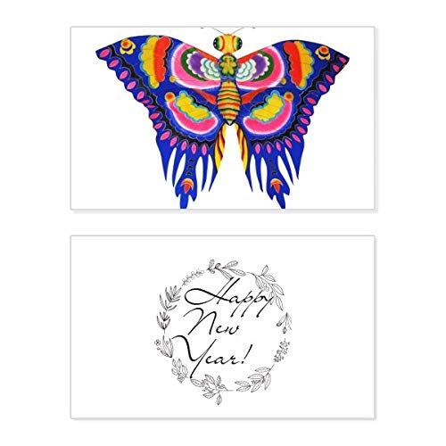 Tarjeta de felicitación de año nuevo con diseño oriental de mariposas chinas tradicionales