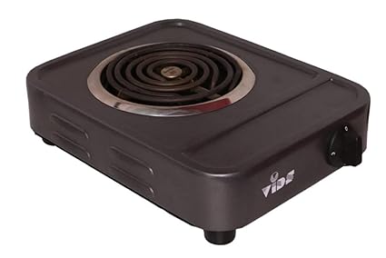 VIDS 2000 Watt Coil Electric Stove/Open Coil Stove/Electric Cooking Heater/Induction Cooktop (Mild Steel body) (1 Burner) Dark Grey