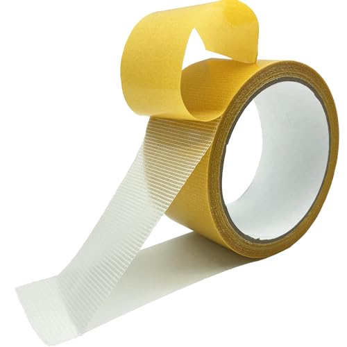 KAIHENG Double Sided Fabric Tape, Heavy Duty Strong Double Sided Carpet Tape, High Adhesion Clear Tape for Clothes, Dress, Arts, DIY Crafts, 1.9IN*9Y