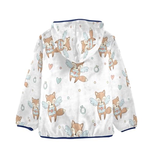 Cute Foxes with Wings Toddler Fleece Jacket Girl Boys Hooded Fleece Jacket Coat Warm Outwear Zip-up 3-10T2