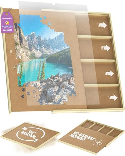 1500 Piece Wooden Jigsaw Puzzle Table with Drawers & Lazy Susan