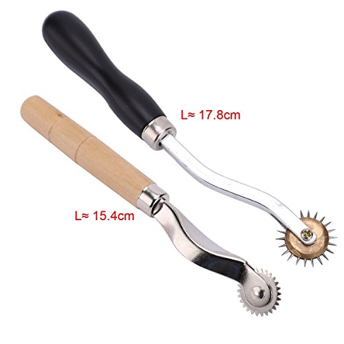 Musuntas 2er 2mm & 4mm Schnittmusterrädchen mit Holzgriff, Kopierrädchen Markierrädchen Schneiderrädchen Schnittmusterrad