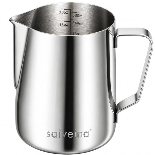 Image of Saiveina Milk Frothing Pitcher, 20oz Milk Frother Cup Stainless Steel