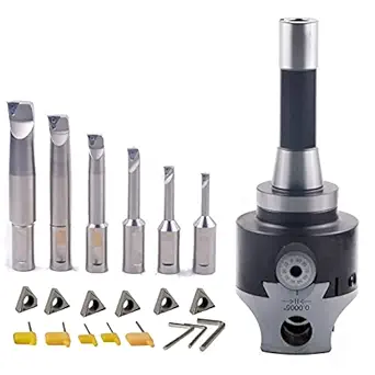 iCarbide R8 Head and 3/4 Shank Indexable Boring Bar 6pcs Set (Inserts Included) 3/4