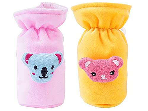 Anush Marino Soft Plush Stretchable Baby Feeding Bottle Cover (Pack of 2) | Easy to Hold Strap with Cute Animated Cartoon Suitable for (60-125 Ml) Feeding Bottle | (Light Pink & Yellow)-picture-29