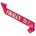Juvale 21st Birthday Sash & Crown Set - Hot Pink Reflective Finally 21 Sash - Sparkling Rhinestone Tiara for Finally 21 Celebration - Complete Party Set & 21st Birthday Decorations - Pink - 61 x 4 in