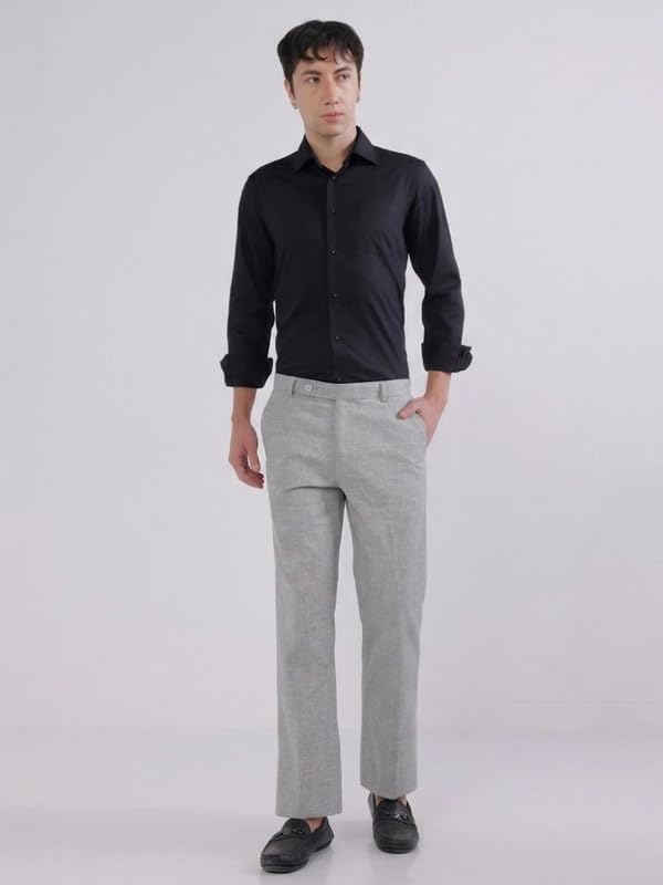Image of TAHVO Men's Slim Fit Linen Tailored Trousers