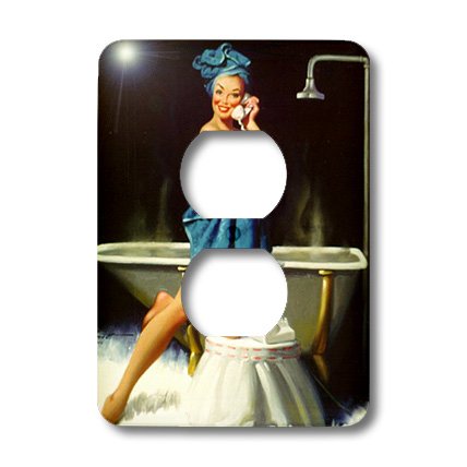 Placa interruptor luz Elvgren Pinup decorativa para pared de baño y salón 3dRose